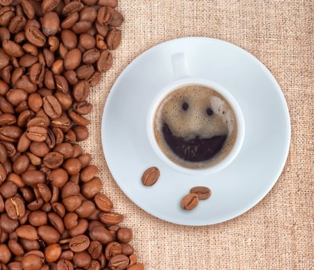 â™¥Coffeeâ™¥ - cloth, coffee, beans, smile, cup