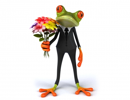 â™¥Funny 3D Frogâ™¥ - flowers, funny, frog, 3d