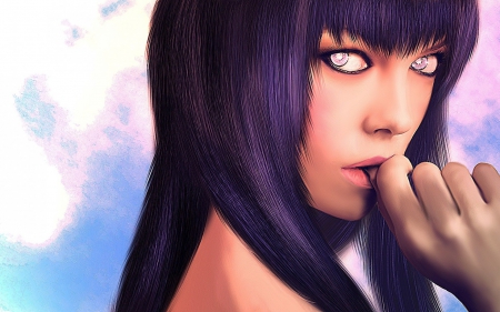 Hinata Hyuga - anime, calumbrae, girl, hinata hyuga, pink, fantasy, purple, naruto, art