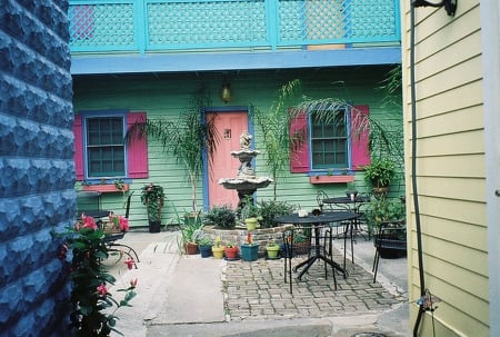 Courtyard of a home on the bayou - oasis, patio, lovely, courtyard