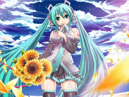 miku - nice, epic, cool, hot, miku, sweet, flowers, lovely