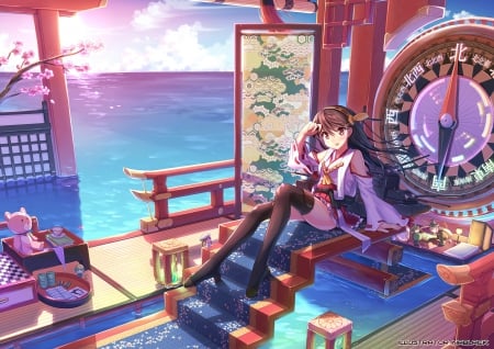 Kantai Collection - beauty, scenic, girl, female, anime girl, kantai collection, floral, beautiful, scenery, blossom, anime, oriental, scene, flower