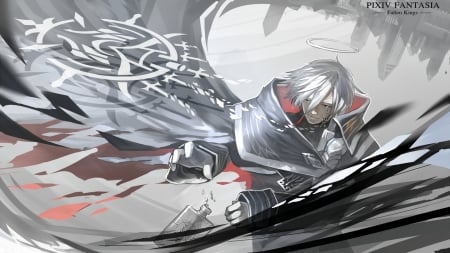 Falen Knight Yuushouku - bg, yuushoku, hero, falen knight, colours, wall, anime, sword, pixiv fantasia, new