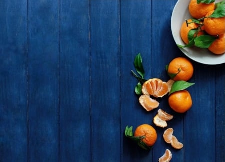 Oranges - blue, fruits, orange, oranges, fruit