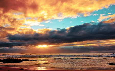 * Beautiful sunset * - sky, dark, sunset, ocean, nature