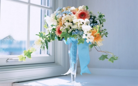 Good Morning - flowers, vase, window, decor