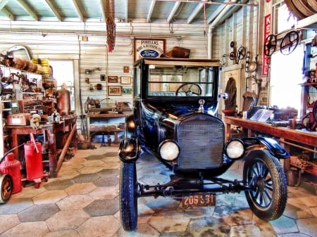 Good Ole' Days - Car, 20s, Garage, Antique