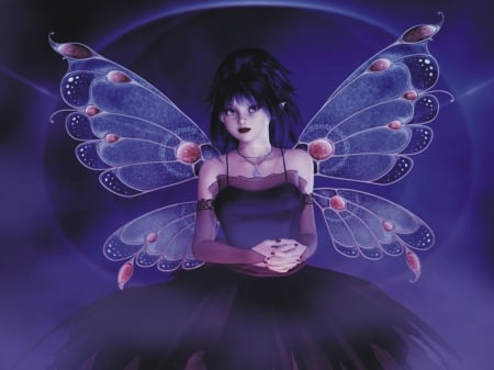 PURPLE FAIRY - purple, female, wings, fairy, dress