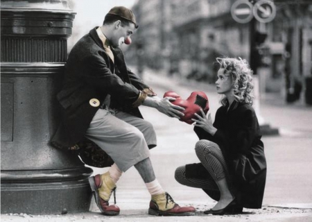 ♥ - clown, heart, two colors, black and white, love