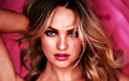 Candice Swanepoel - woman, girl, pink, eyes, blue, candice swanepoel, model, blonde