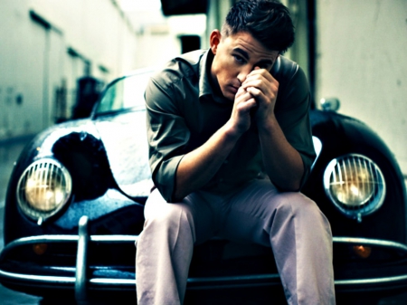 Channing Tatum - retro, car, black, actor, channing tatum, man