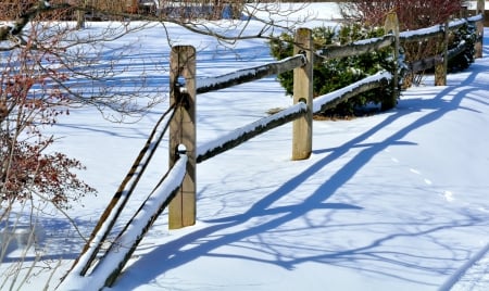 Snowy Winter Fence - Snowy Winter Fence, winter fence, winter, snowy, fence, scenic fence