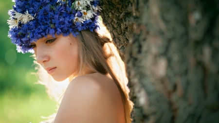 Blonde - blonde, flowers, girl, beautiful