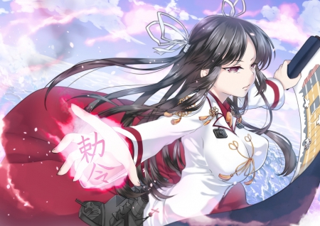 Magic Scroll - pretty, anime, magic, female, magical, long hair, nice, anime girl, beautiful, hot, girl, beauty, lovely, sweet, sinister, scroll, black hair, sexy