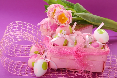 â™¥Easter Timeâ™¥ - eggs, tulips, holiday, easter, basket