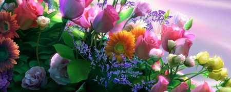 Beautiful flowers for a beautifful friends. - leaves, yellow, pink, red