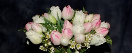 Lovely Tulips for my sweet friend Vivvy. - leaves, white, green, pink