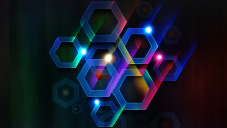 Diagonal Bokeh - multicolor, graphics, bokeh, shapes, hexagon, abstract