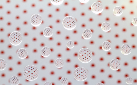 Dots, hearts and water drops - white, water drop, red, heart, day, pattern, valentine, dot