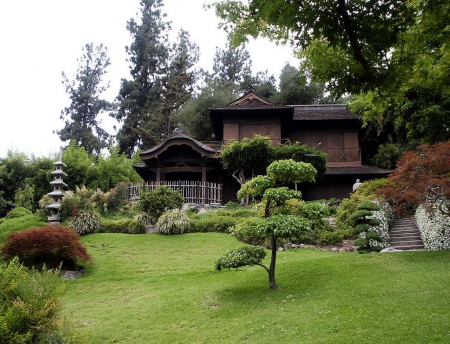 Japanese Garden - nature, japan, japanese, house, garden, asia