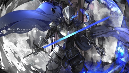 Pixiv Fantasy Fallen Kings - saberii, knight, cape, sword, armor, pixiv fantasy