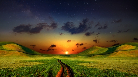 Sunset - amazing, sunset, sun, stars