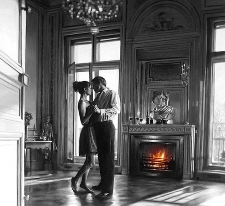 Romantic dance at fire - image, expression, color, couple, new, wallpaper