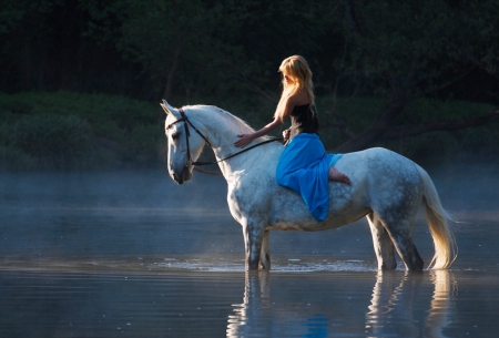 Morning sunrise - image, girl, expression, color, horse, new, wallpaper