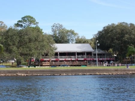 Recreation Area in a Park on a River - music, swimming, recreation, river