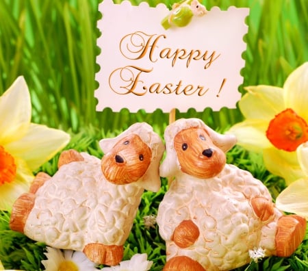 Easter - flowers, easter, happy easter, spring, grass