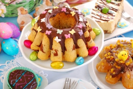 Easter - eggs, easter, happy easter, easter eggs, food, cake