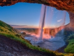 waterfall sunset