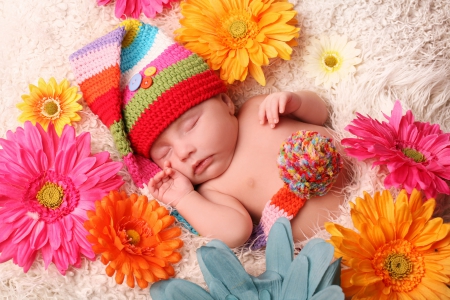 Sweet Dreams - pure love, child, baby, flowers, love, newborn