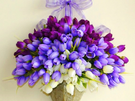 Passion - flowers, tulips, white, purple