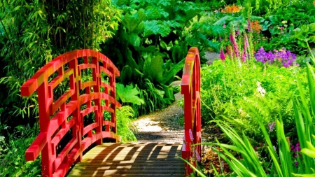 Garden Bridge - nature, green nature, landscape, photography, flowers, bridge, flower