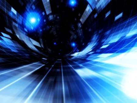 Hyperspace tunnel - parts, structure, 3d, blue