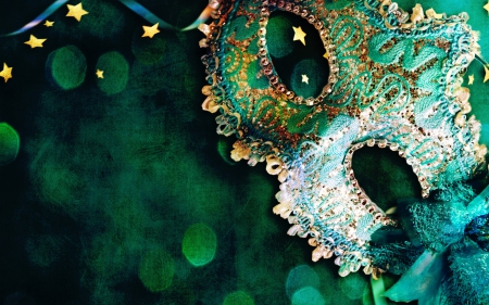 Mask - new year, wide screen, mask, photography, occasion, glitter, blue, 2015, green, holiday, ribbon, photo, texture