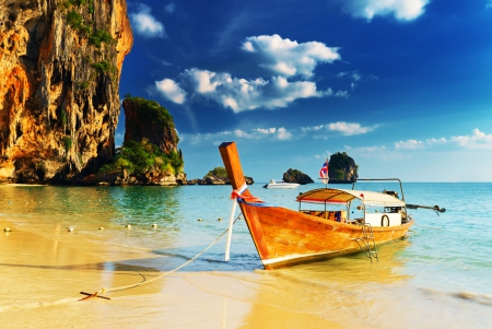 Thai Beach - clouds, cliff, sea, ocean, asia