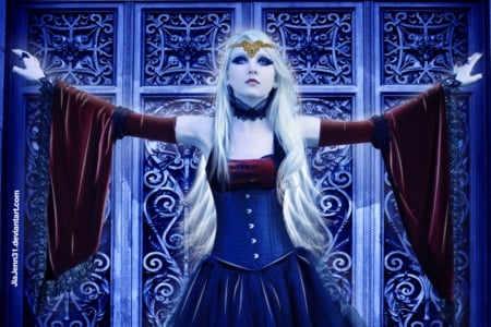 Medieval Gothic Blue - medieval, lady, fantasy, blue