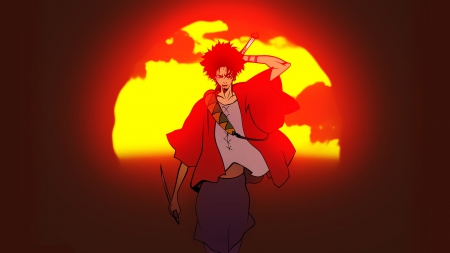 Samurai Champloo - Mugen - Mugen, anime, sunset, character, Samurai Champloo