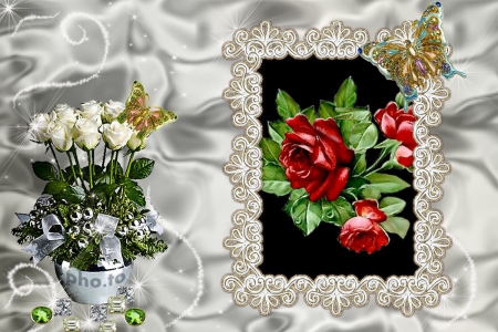 FRAMED ROSES - creation, abstract, roses, frame