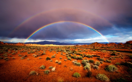 Double Rainbow in the Desert - Rainbow, Desert, Nature, USA