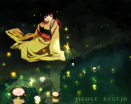 Hell Girl Ai Enma Reflections - Pond, Hell Girl, Water, Reflections, Ai Enma