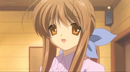 Sanae - brown eyes, anime, anime girl, female, kawaii, girl, furukawa, lovely, brown hair, long hair, sweet, cute, ribbon, nice, clannad