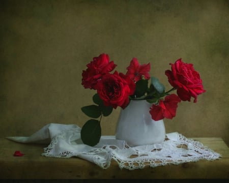 Still life - flowers, rose, Still life, cloth