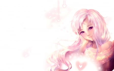 Anime girl - anime, white, amethyst eyes, girl, mang, pink