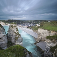 gorgeous cliffs near a seaside town