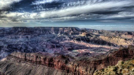 marvelous grand canyon hdr - canyon, river, clouds, hdr, colors, cliffs