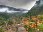 a city on a mountainside in iran hdr