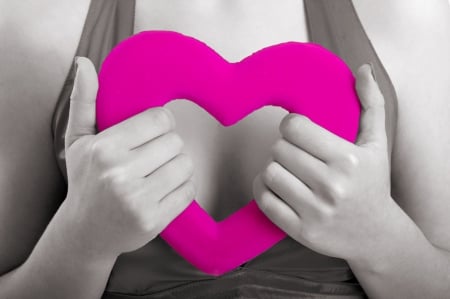 Loving... - hands, heart, loving, two colors, pink hot